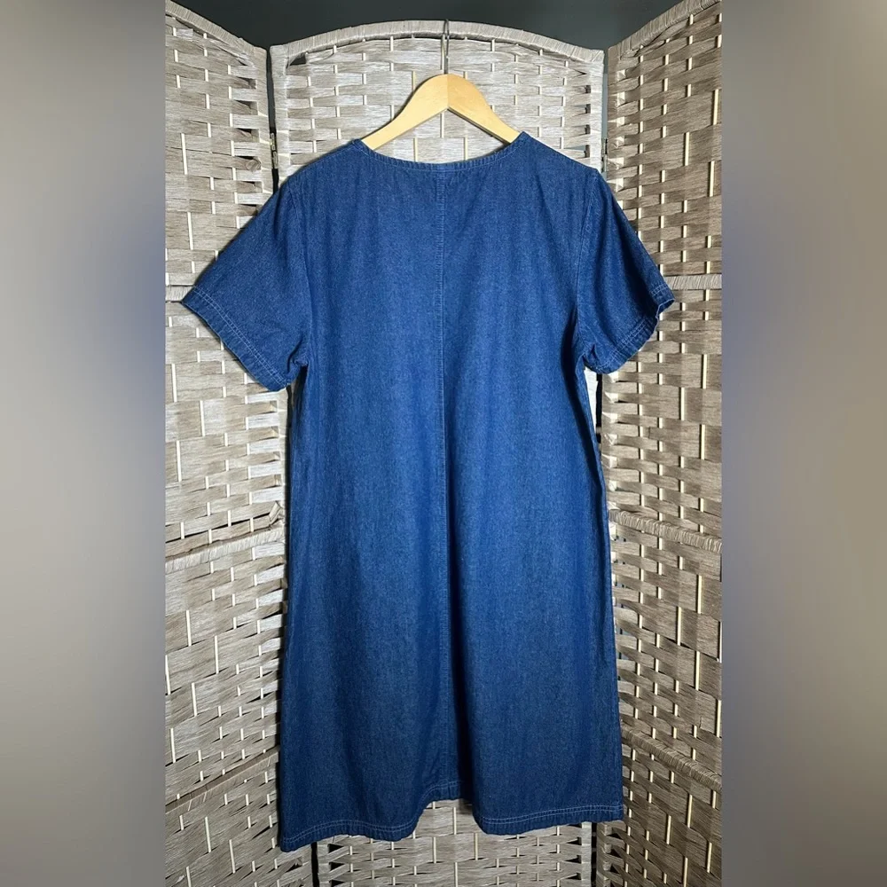 Blair 100% Cotton Made in India Front Pockets Denim Dress - Size Medium - Picture 5 of 11